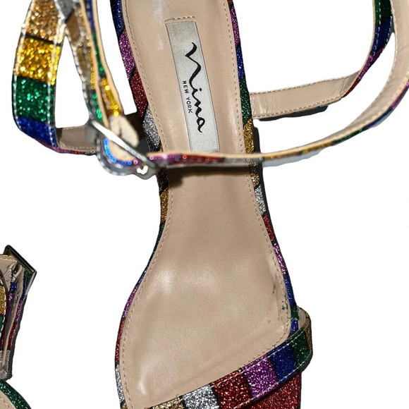 Nina New York Rainbow Ankle Wrap Heels Size 8 - Picture 5 of 8